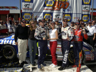 Jimmie Johnson, Chad Knaus solidify jobs with first career win at Fontana | 40 wins in 40 days